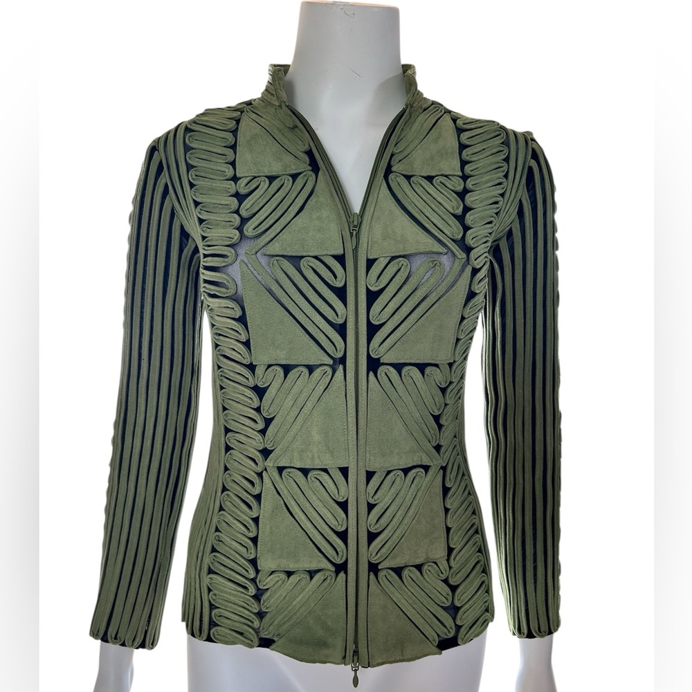ANDREA ROSATI Green Blazer with Geometric Details